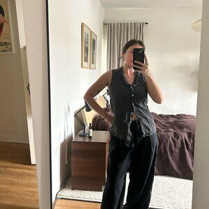 FIRST RITE plaid cutoff vest top